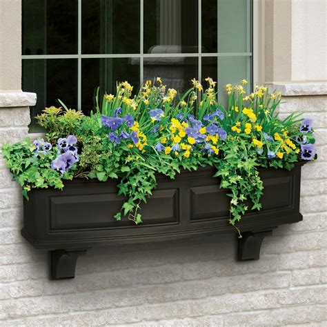 Mayne 4 Ft Nantucket Black Plastic Window Box 4831 B The Home Depot