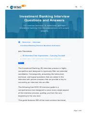 Wallstreetoasis Resources Interviews Investment Banking