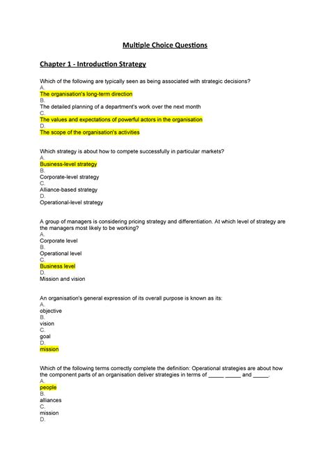 Principles Of Management Multiple Choice Questions And Answers Doc