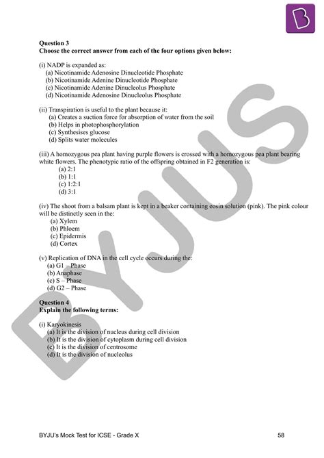 ICSE Class 10 Biology Question Paper Solution 2021