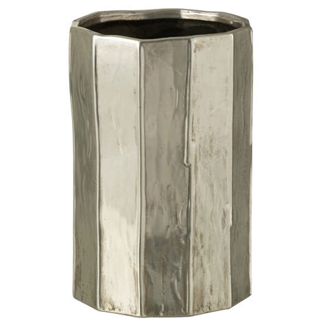 Glori Grote Design Vaas Zilver Metallic Cm Grote Bloempot Hoge