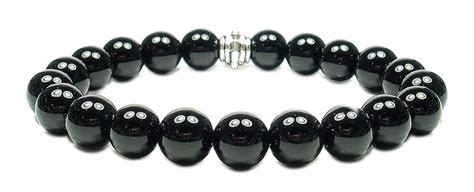 Black Onyx 8mm Round Genuine Crystal Gemstone Beaded Bracelet On Elastic Cord Cx12o41x6jp