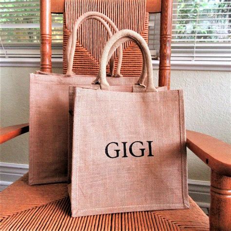 Gigi Personalized Burlap Tote Bag Burlap Tote Bags Burlap Tote