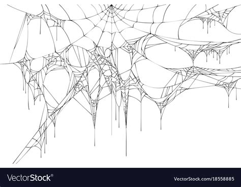 Black Large Torn Spider Web On White Background Vector Image