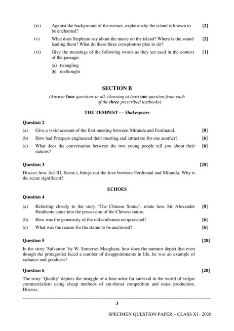 Isc Class 11 English Literature Specimen Paper 2024 Pdf Oneedu24