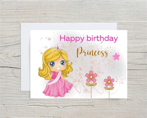 Princess Birthday Card For Girls Happy Birthday Princess Etsy