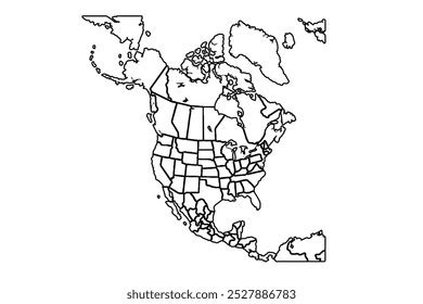 North America Map Templates Usa Canada Stock Vector Royalty Free