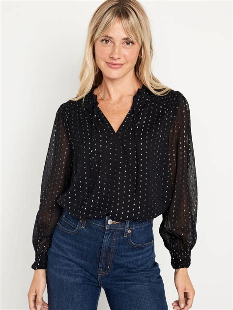 Ruffle Trim Clip Dot Shine Top Old Navy