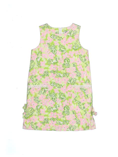 Lilly Pulitzer 100 Cotton Floral Motif Green Dress Size 7 67 Off