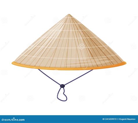 Chinese Man In A Straw Conical Hat Line Icon Asian Appearance Man With