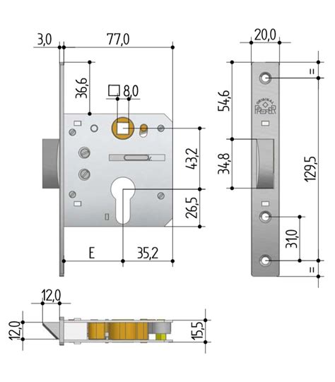 Serrure à mortaise pour profilés métalliques et portes en bois 5510 Prefer