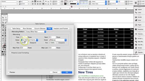 Indesign Tutorial Adding Tables And Table Styles Youtube