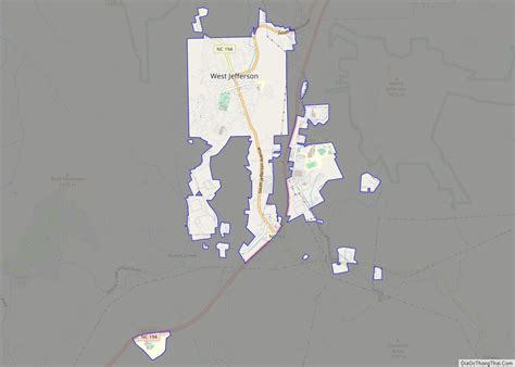 Map of West Jefferson town, North Carolina