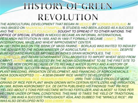 Presentation of green revolution