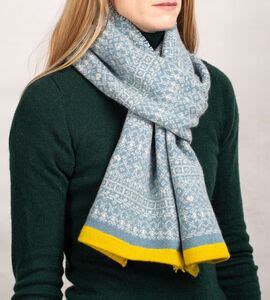 Knitted Fair Isle Stripe Trim Scarf By Suzie Lee Knitwear