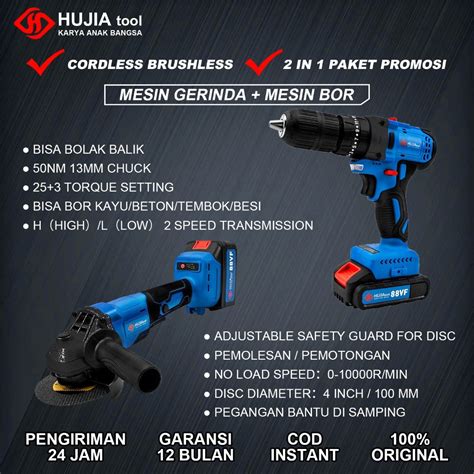 Jual HUJIA 88VF Mesin Bor And Gerinda Set Brushless Motor 13MM Bor