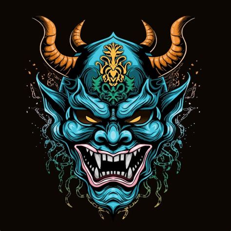 Japanese Oni Mask Vector Illustration Premium Ai Generated Vector