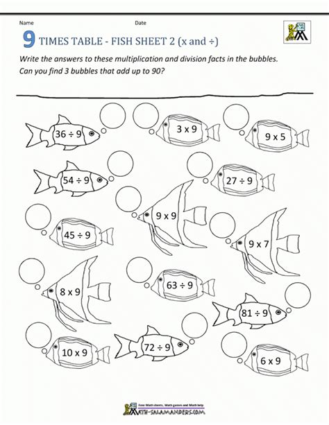 9s Multiplication Worksheet Multiplication Worksheets