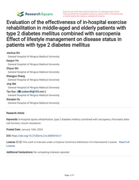 PDF Evaluation Of The Effectiveness Of In Hospital Exercise