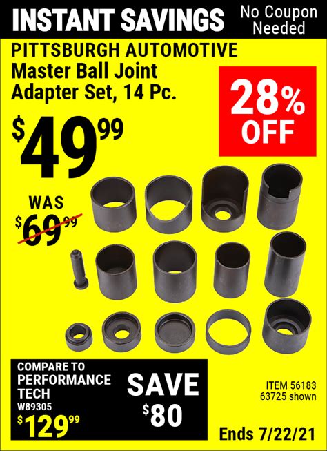 PITTSBURGH AUTOMOTIVE Master Ball Joint Adapter Set 14 Pc For 49 99