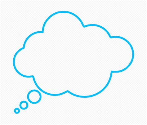 Hd Blue Outline Thinking Speech Cloud Png Citypng