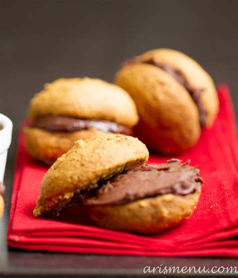 Gingerbread Whoopie Pies With Eggnog Dark Chocolate Ganache Filling