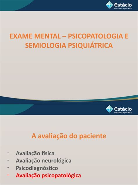 Aula 2 Sm Psicopatologia E Semiologia Psiquiátrica Pdf Atenção