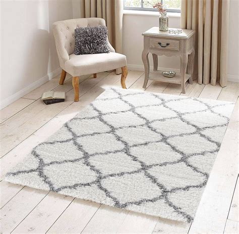 Supreme Shag Collection - Soft White, Gray, Trellis Shaggy Area Rug - Walmart.com - Walmart.com