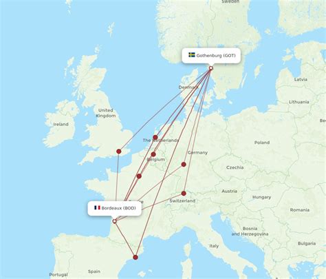 All Flight Routes From Bordeaux To Gothenburg Bod To Got Flight Routes