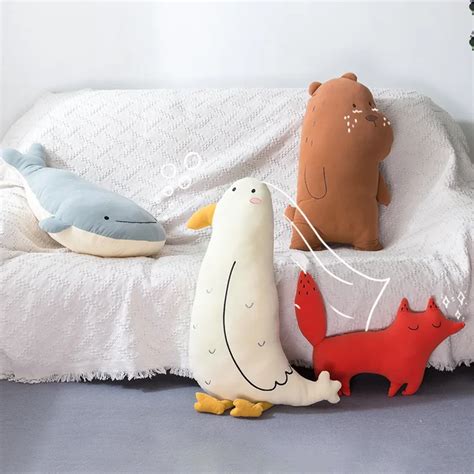 Kids Animal Toy Cushion Fox Whale Bed Pillow Bear Shaped Cushions