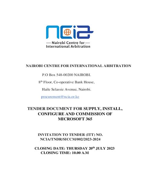 Fillable Online Ncia Or Nairobi Centre For International Arbitration