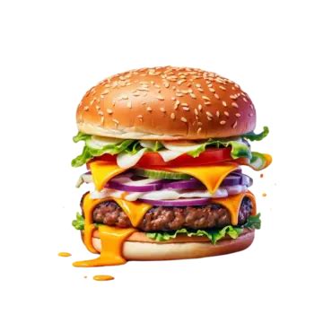 Illustrated Fresh Beef Burger Isolated Cartoon Hamburger Illustrated