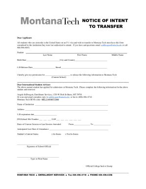 Fillable Online Fill Io Notice Of Intent To Transferfillable Notice Of