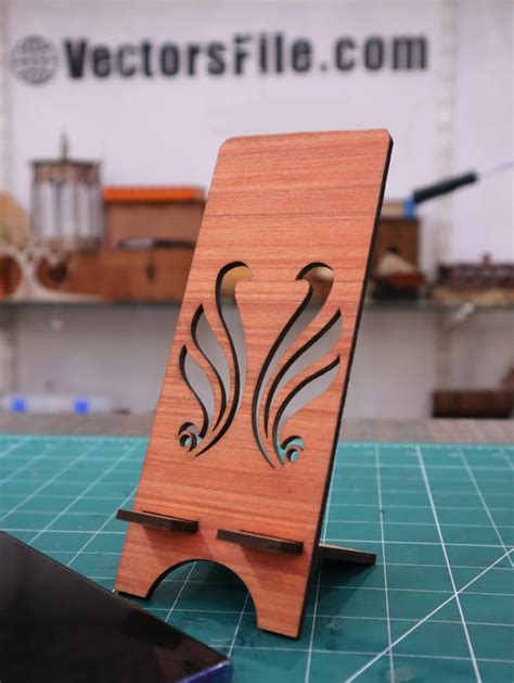 Laser Cut Wooden Mobile Holder Desk Mobile Stand Phone Holder Dxf And