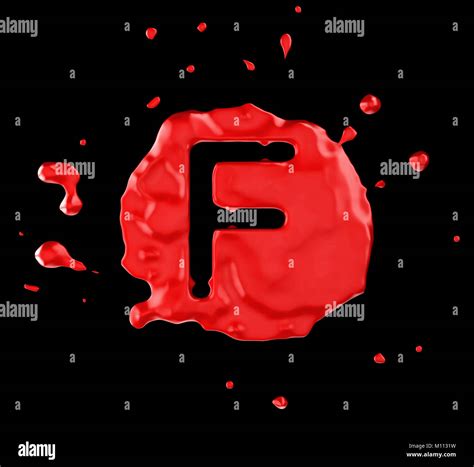 Red Blob F Letter Over Black Background Large Resolution Stock Photo