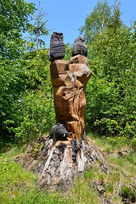Wooden Sculpture In The Thuringian Forest Ruhla Thuringia Editorial