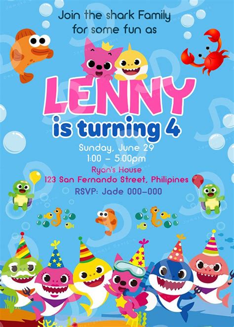 Pinkfong Baby Shark Birthday Invitation Jamakodesigns