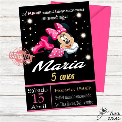 Convite Virtual Minnie Rosa Elo Produtos Especiais