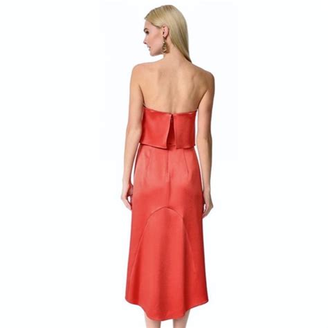 Halston Heritage Dresses Halston Heritage Strapless Satin Midi