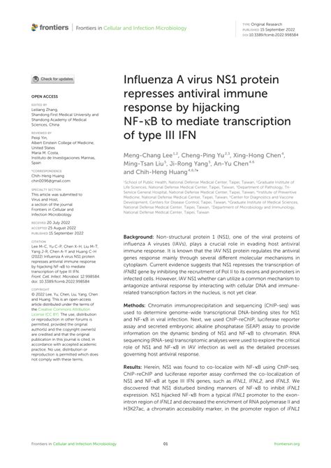 Pdf Influenza A Virus Ns Protein Represses Antiviral Immune Response