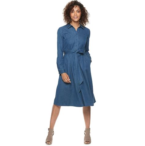 Popsugar At Kohls Denim Midi Shirt Dress How To Wear A Midi Dress