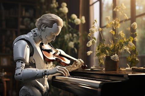 Premium Photo Robot Musician Composing A Symphony For A Philharmonic