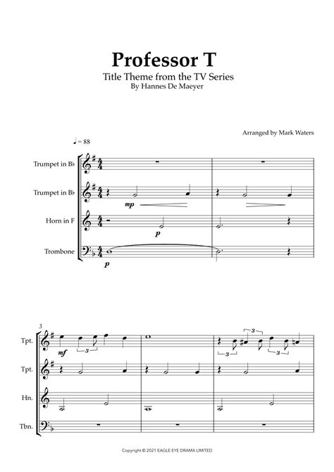 Professor T Uk Titles Arr Mark Waters By Hannes De Maeyer Sheet