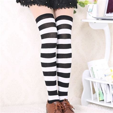 Black Striped Thigh Highs Socks Stockings Fetish Kink Ddlg Playground