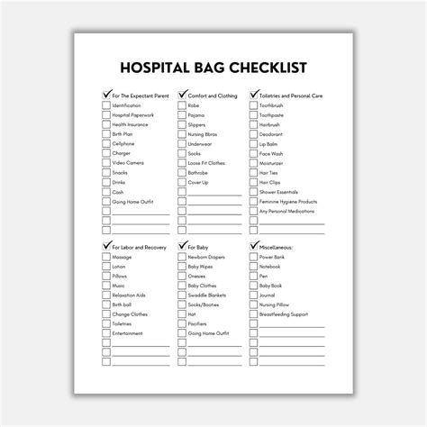 Hospital Bag Checklist Packing Checklist Hospital Bag For Mom Mom