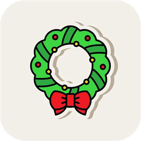 Christmas wreath Line Filled White Shadow Icon 42068569 Vector Art at ...