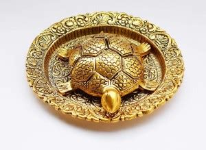 Chhariya Crafts Metal Feng Shui Tortoise On Plate Showpiece For Good