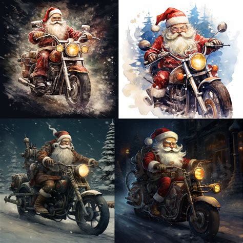 Santa Claus Riding Motorcycle Clipart 16 High Quality Pngs Biker Santa