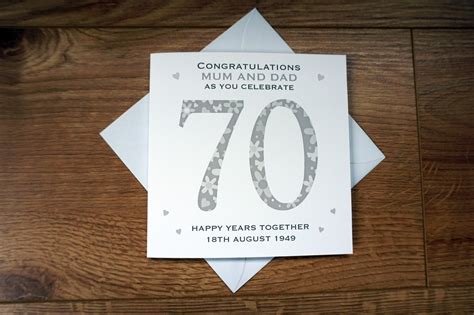 Personalised Platinum 70th Wedding Anniversary Card Husband Etsy Uk