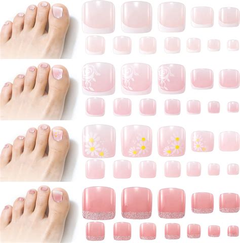 Amazon Eliongpu Pcs Pack Press On Toenails Square Short Full